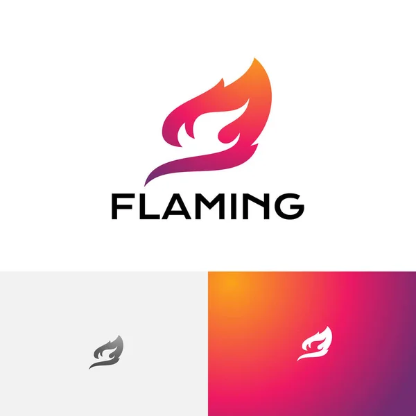 Hot Fire Red Leaf Flaming Simple Business Logo Stok Ilustrasi 