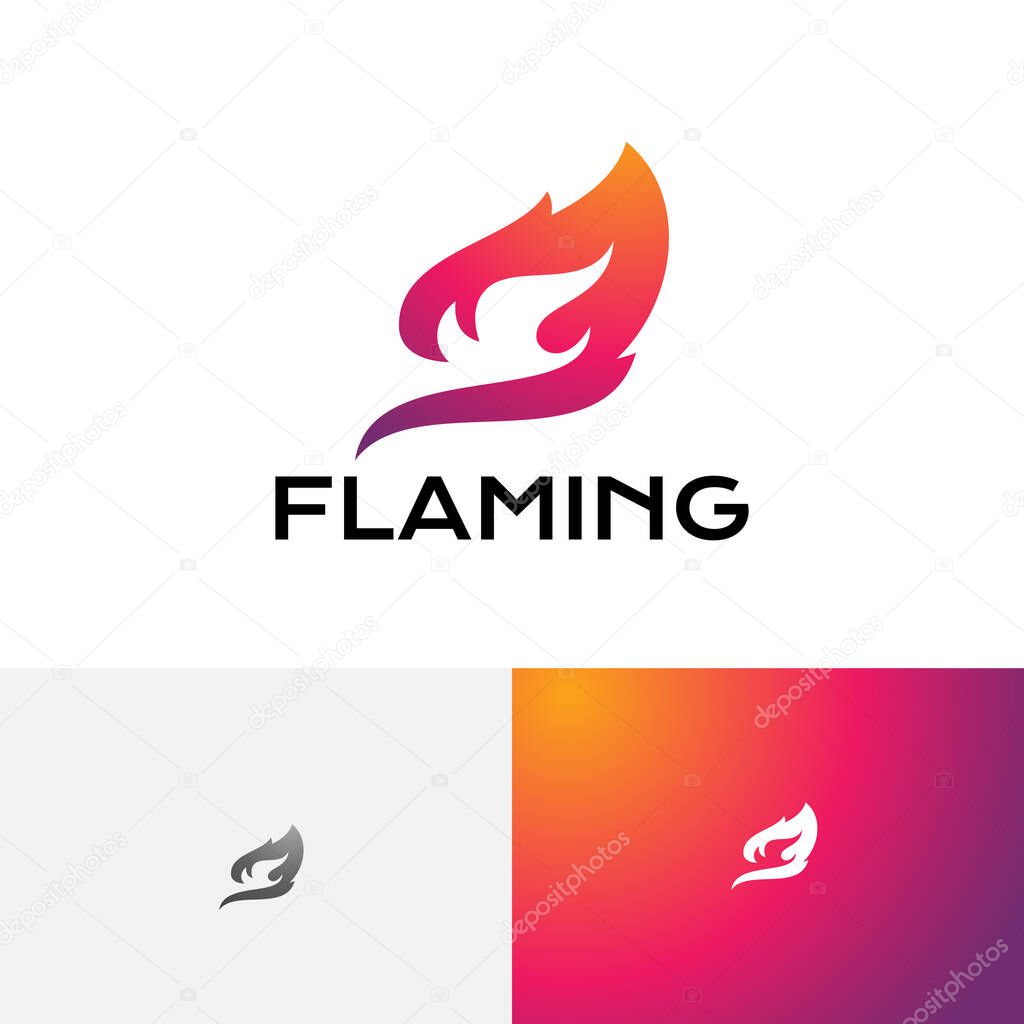 Hot Fire Red Leaf Flaming Simple Business Logo