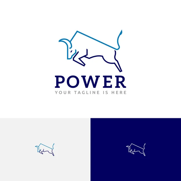 Power Run Jump Bull Taurus Butting Line Logo — Vector de stock