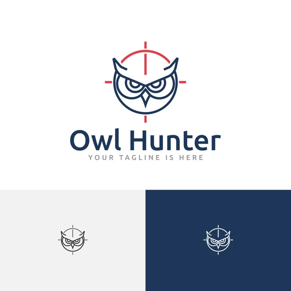 Owl Bird Silent Night Hunter Target Circle Line Logo Stok Vektor