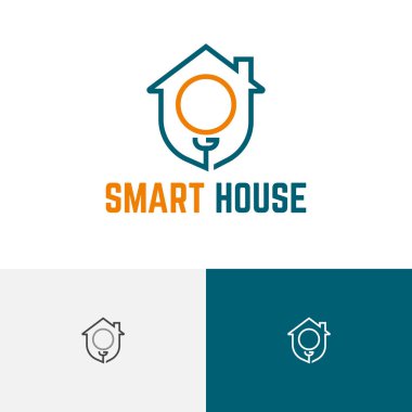 Smart House Home Light Lamp Electricity Line Logo