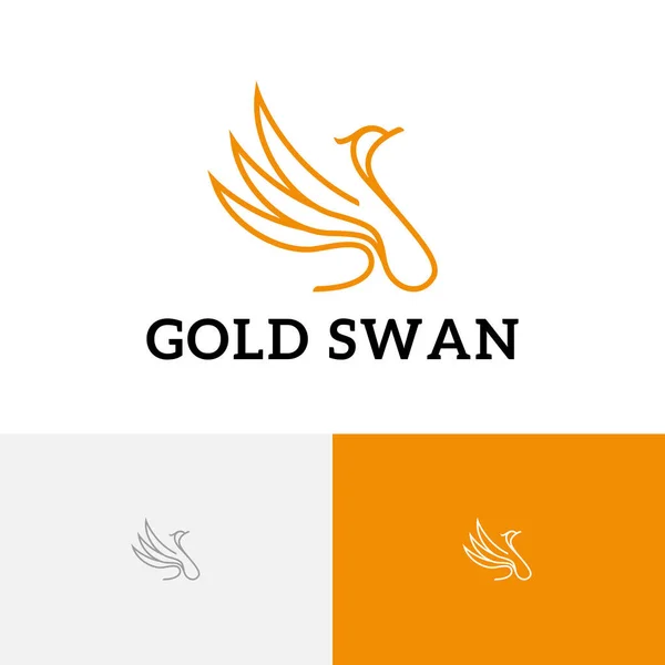 Gold Swan Golden Elegant Goose Monoline Logo — стоковый вектор