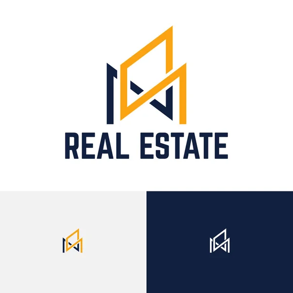 Lettera Immobiliare Casa Costruzione Linea Unica Stile Logo — Vettoriale Stock