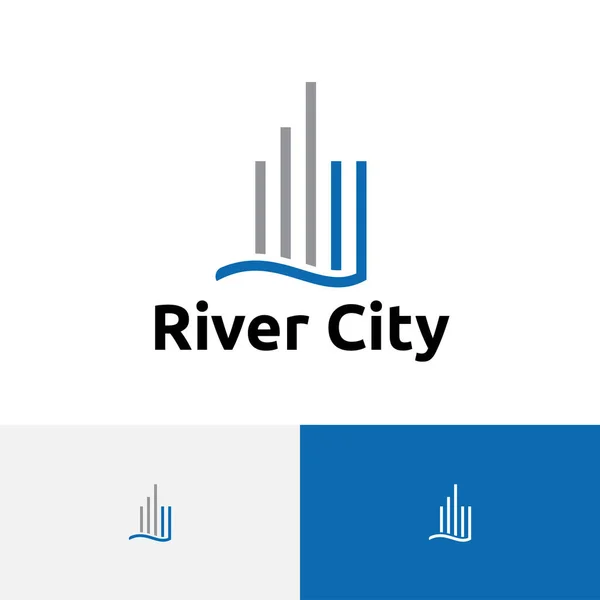 Edificio Oficina Construcción Negocios River City Logo — Vector de stock