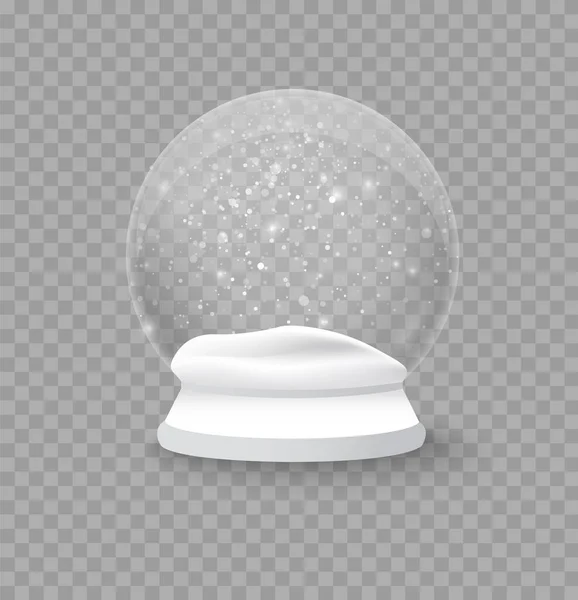 Bola de nieve de cristal de Navidad, invierno en bola de vidrio. — Vector de stock