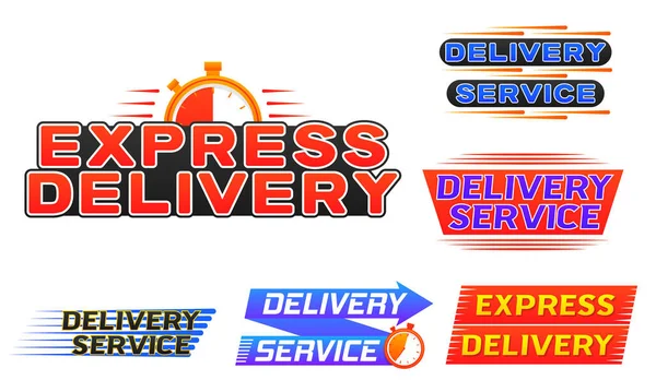 Bannière de logo de livraison express, icône d'expédition rapide. — Image vectorielle