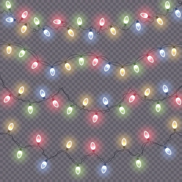 Ghirlanda, luci di Natale al neon LED, lampada a incandescenza. — Vettoriale Stock