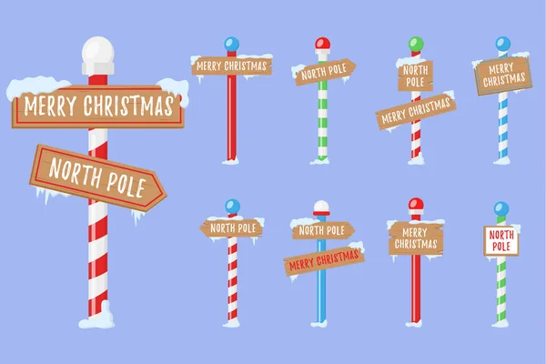 Зимний праздник рождественские знаки для северного полюса. — стоковый вектор