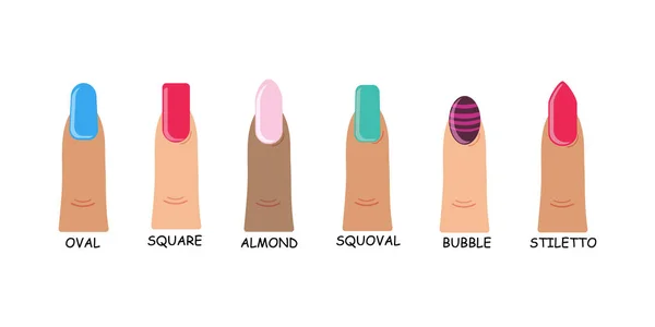 Set di diverse forme di unghie, manicure femminile. — Foto Stock