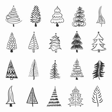 Noel ağacı fırçası el çizimi Yeni Yıl için