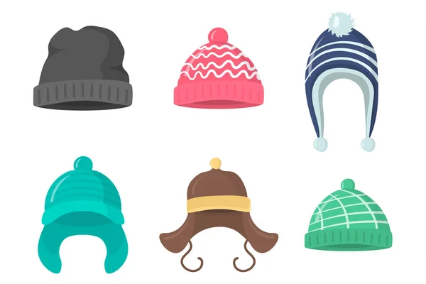 Cappelli invernali, Natale e Capodanno cappello — Vettoriale Stock