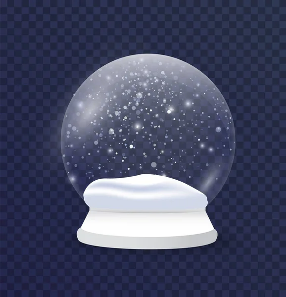 Bola de nieve de cristal de Navidad, invierno en bola de vidrio. — Vector de stock