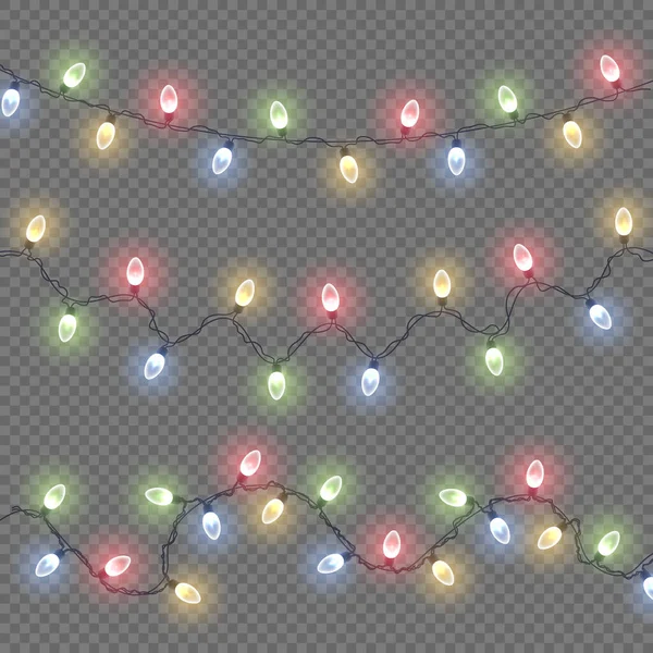 Garland, LED neon Christmas lights, glow lamp. — Stock Vector
