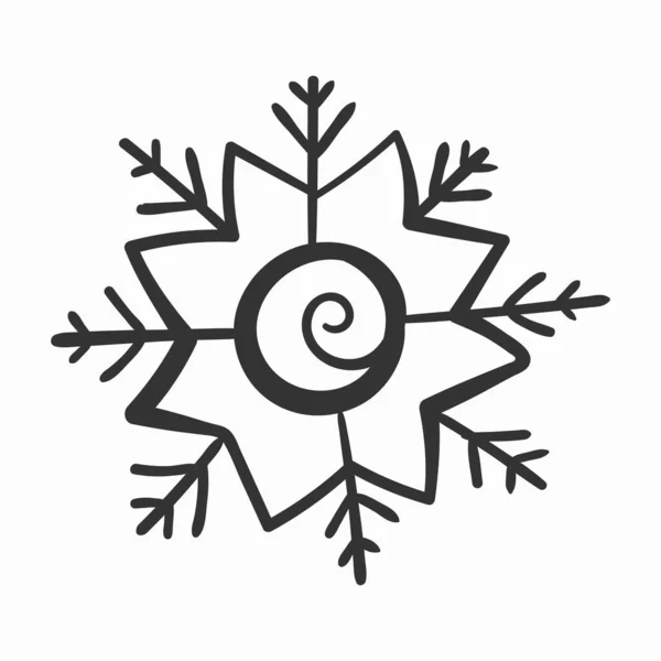 Flocos de neve no doodle, floco de neve mão desenhada inverno — Vetor de Stock