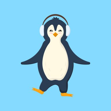 Düz dizaynlı kalın giysili Penguenler