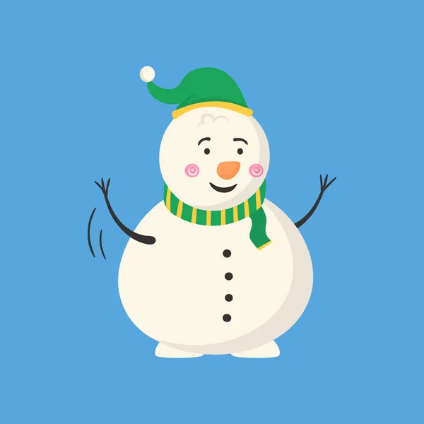 Winter snowman magician with sweets and gifts. — Stock Vector
