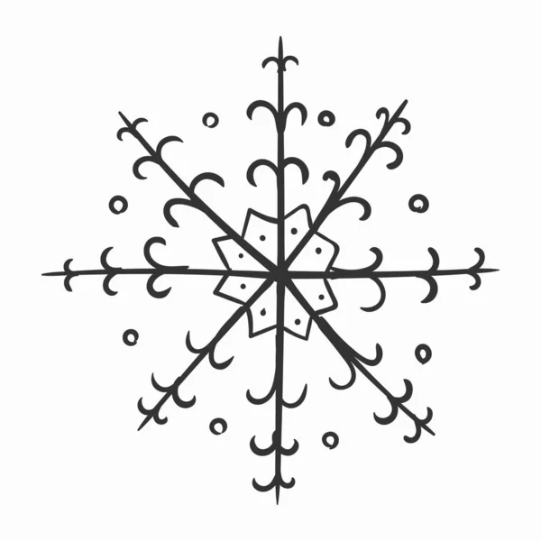 Νιφάδες χιονιού σε doodle, νιφάδες χιονιού χέρι που το χειμώνα — Διανυσματικό Αρχείο