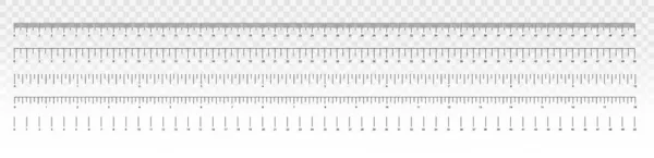 Échelle de mesure, marquage pour une règle. Outil de mesure. Unités d'indicateur de taille. Indicateurs métriques de taille pouces. — Photo