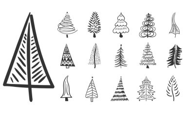 Noel ağacı fırçası el çizimi Yeni Yıl için