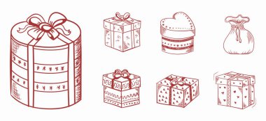 Elle çizilmiş Noel hediyesi tasarımı.