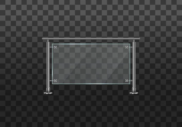 Sezione di recinzioni in vetro con ringhiera tubolare in metallo — Foto Stock