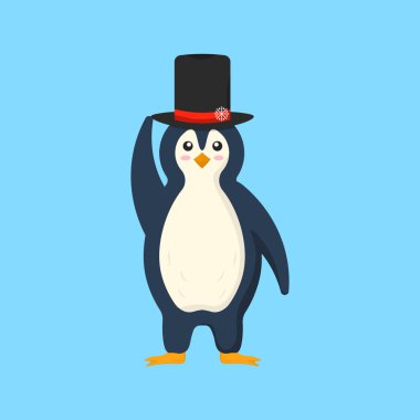 Düz dizaynlı kalın giysili Penguenler