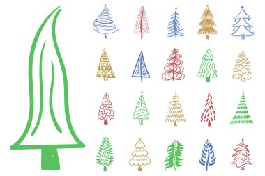 Noel ağacı fırçası el çizimi Yeni Yıl için