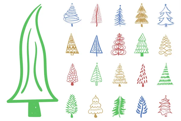 Weihnachtsbaum Pinsel Hand gezeichnet Doodle für New Yea — Stockvektor