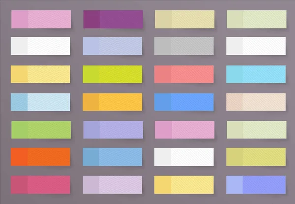 Állítsa be a színes különböző alakú matricák és zászlók realisztikus stílusban. Üres ragasztóréteg ragasztópapírból. — Stock Fotó