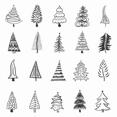 Noel ağacı fırçası el çizimi Yeni Yıl için