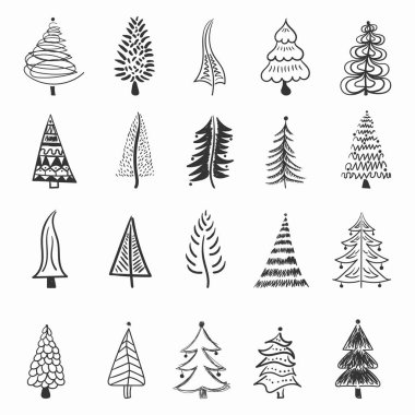 Noel ağacı fırçası el çizimi Yeni Yıl için