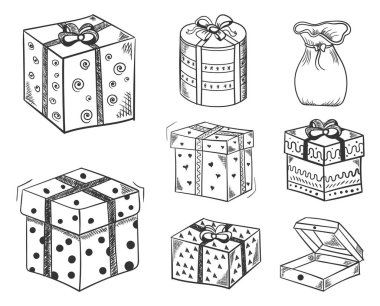 Elle çizilmiş Noel hediyesi tasarımı.