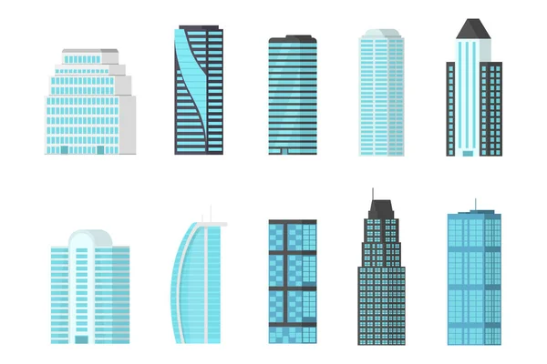 Soubor městských budov mrakodrapy, obchodní kancelář — Stockový vektor