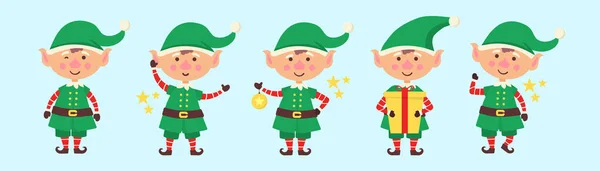 Zestaw elfów, Nowy Rok, Wesołych Świąt znaków. — Wektor stockowy