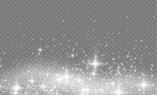Рождество белый свет звезды пыль след искры, снег — стоковый вектор