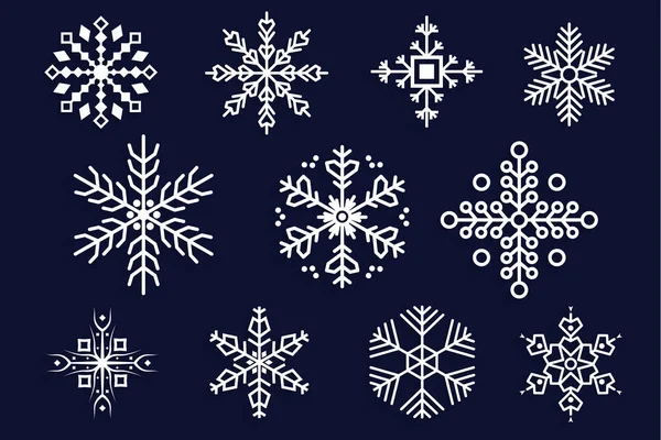 Snöflingor klotter hand dras för jul design. — Stock vektor