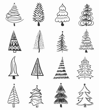 Noel ağacı fırçası el çizimi Yeni Yıl için