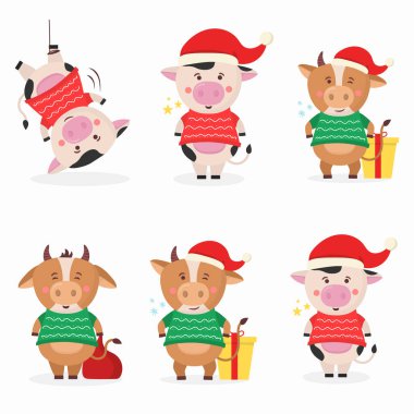 Boğa renkleri Çin yeni yılı 2021, boynuzlu inek.