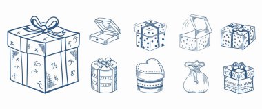 Elle çizilmiş Noel hediyesi tasarımı.