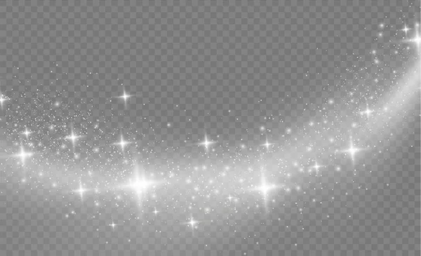 Weihnachten weißes Licht Sternenstaub Spur funkeln, Schnee — Stockvektor
