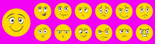 Expresiones faciales emociones dibujadas a mano estilo garabato. — Archivo Imágenes Vectoriales