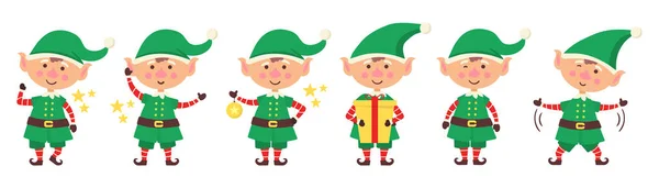 Set of elf, New Year, Merry Christmas characters. — Stock vektor