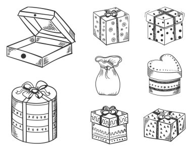 Elle çizilmiş Noel hediyesi tasarımı.