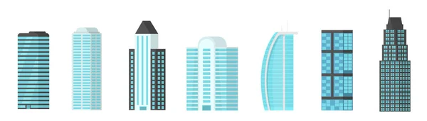 一套城市建筑，摩天大楼，商业办公室 — 图库矢量图片