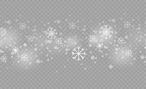 雪、雪の結晶、クリスマスの雪や吹雪 — ストックベクタ