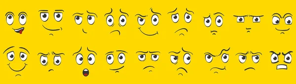 Face expressions emotions hand drawn doodle style. — Vettoriale Stock