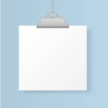 Gerçekçi beyaz poster asılı, fotoğraf seti.