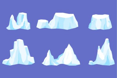 Buzdağı kümesi, buz dağı, kristaller, buzlu su..