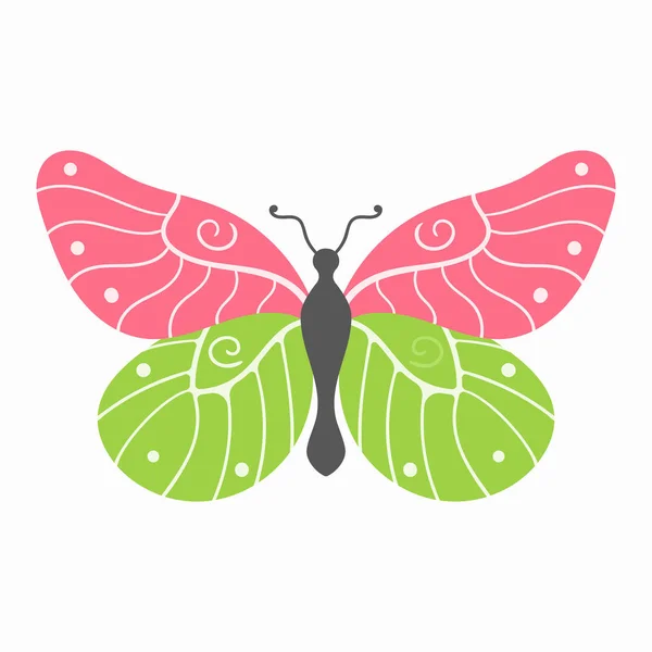 Definir insetos voadores coloridos, borboleta de verão plana — Vetor de Stock
