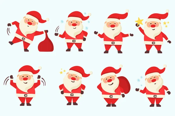 Set Santa Claus, personaje de Navidad y Año Nuevo. — Vector de stock